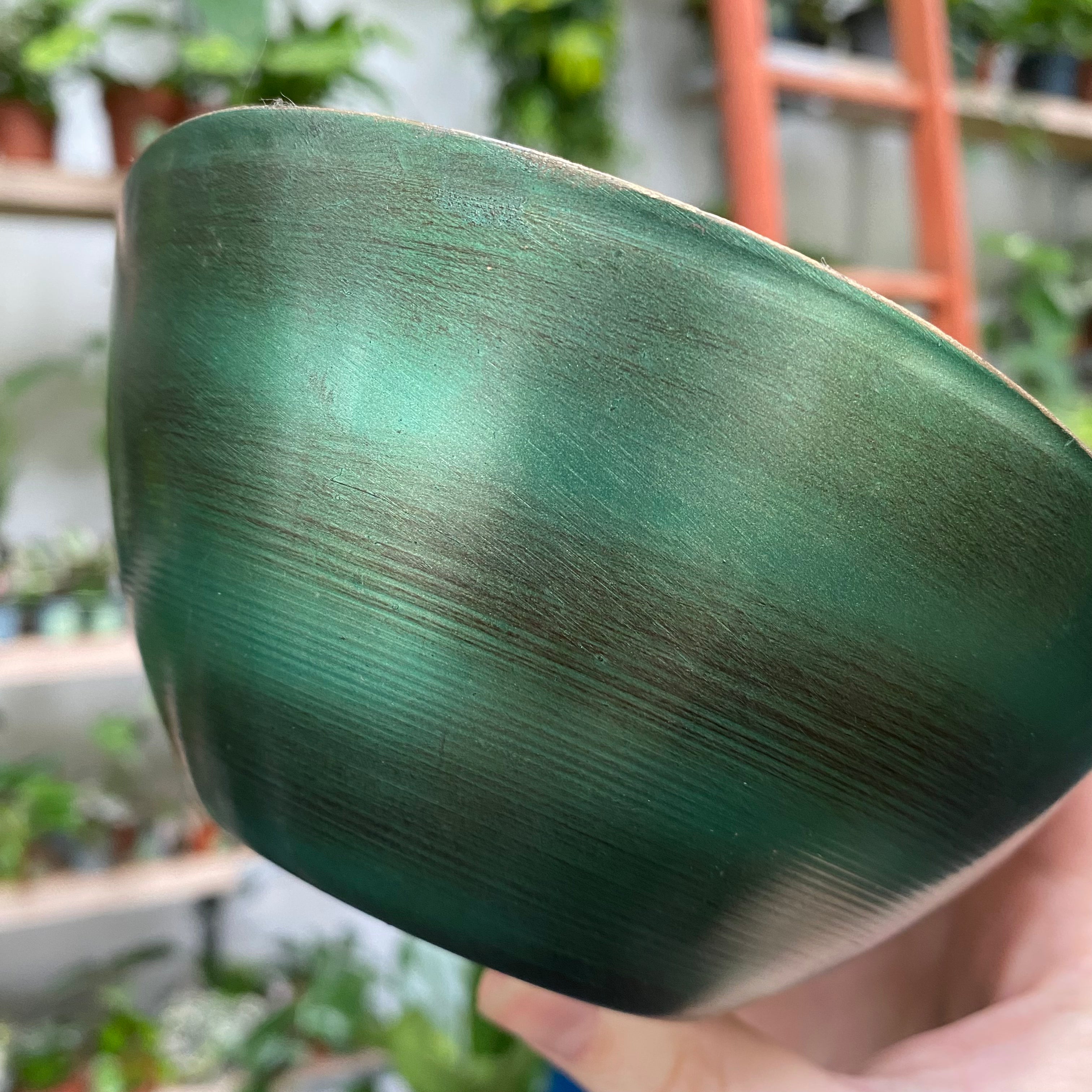 Green Bowl Planter & Saucer
