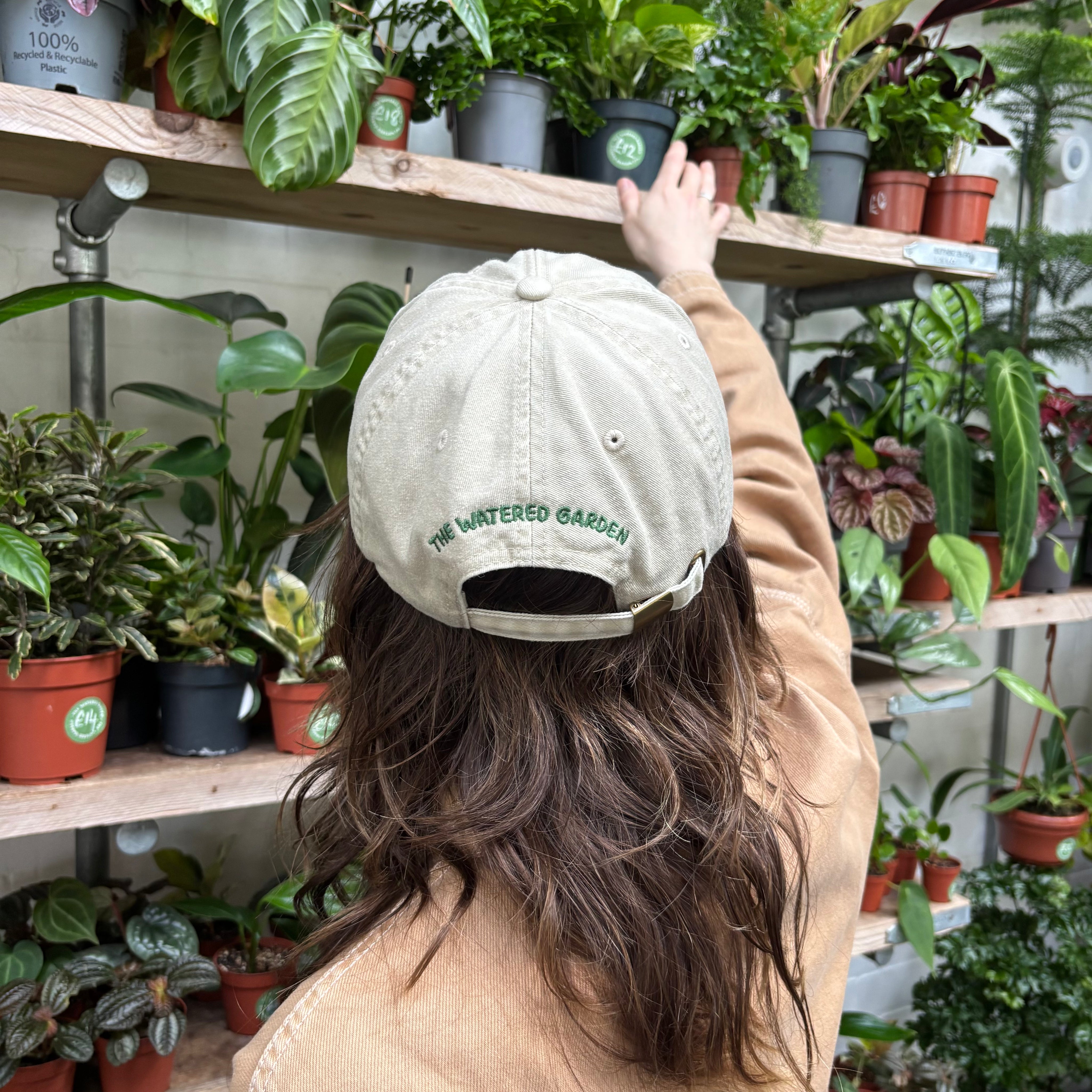 Cap in Sand with Green Logo at The Watered Garden